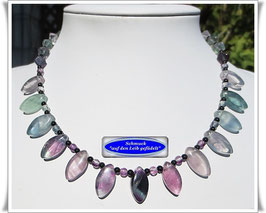 3018. Regenbogen-Fluorit-Onyx-Kette