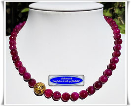 3022. Brombeer Achat-Kette mit Muranoglasperle