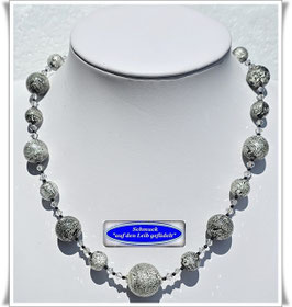 1941. elegante silber-schwarzes Muranoglas-Collier