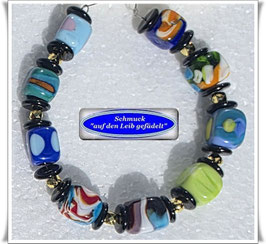 276) buntes Armband aus Muranoglas-Würfeln