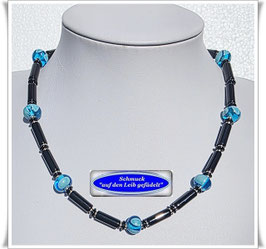 2288. ausgefallene Onyx-Kette mit Muranoglasperlen Set