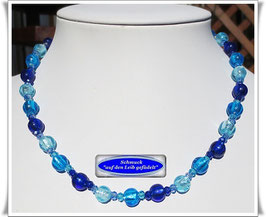 2264. türkis-blaue Lampwork-Perlenkette TS
