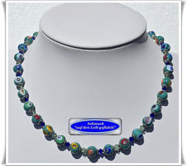 2191. grüne Muranoglas Millefiori Kette Set