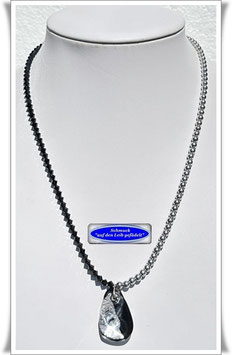 1184. Swarovski-Hämatit-Kette mit Muranoglas-Anhänger
