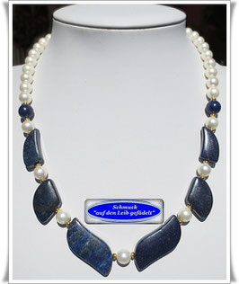 3052. ausgefallene Lapislazuli-Muschelkernperlen-Kette