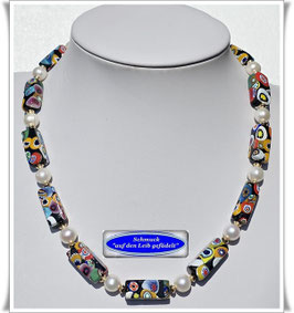 2259. edles Murano-Millefiori-Glasbarren-Collier