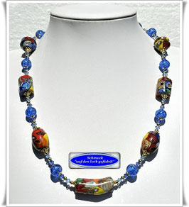 1878 ausgefallene Murano-Millefiori Trade Beads-Kette