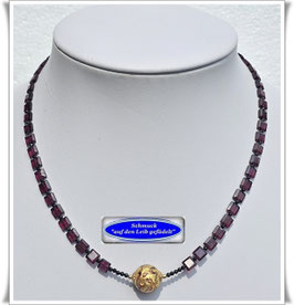 1609. edle Granat-Kette mit Murano-Glasperle