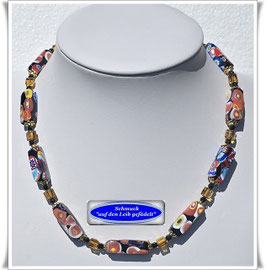 2223. bunte Murano-Millefiori-Kette mit Swarovski-Würfeln