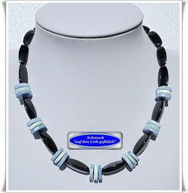 3057. ausgefallenes Opal-Onyx-Collier Set