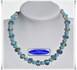 3046. türkisfarbene Muranoglas-Swarovski-Kette