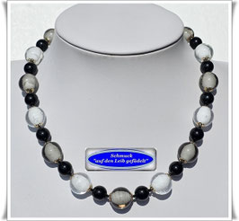 2235. elegantes weiß-grau-schwarzes Muranoglas-Collier