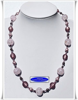 2142. altrosafarbene längere Muranoglas-Swarovski Perlenkette