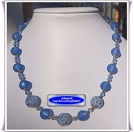 1167. blaues Muranoperlen-Collier Set