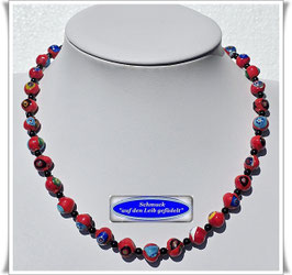2128. rote Muranoglas-Millefiori-Kette Set