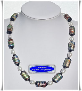 2295. außergewöhnliches Muranoglas-Zylinder-Collier