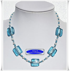 2276. aquamarinfarbene Muranoglas-Perlenkette