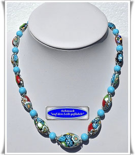 1968. bunte Murano-Millefiori-Glasoliven-Kette