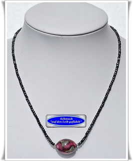1262. Cubik Zirkonia-Kette mit Muranoglas-Perle