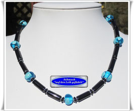 2288. ausgefallene Onyx-Kette mit Muranoglasperlen Set