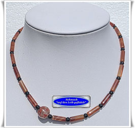 1745. zierliche Karneol-Kette mit Muranoglas-Perle Set
