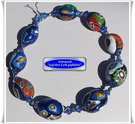 265) Murano-Millefiori-Oliven-Armband