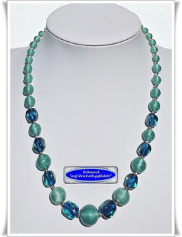 2261. elegantes grün-blaues Muranoglas-Collier