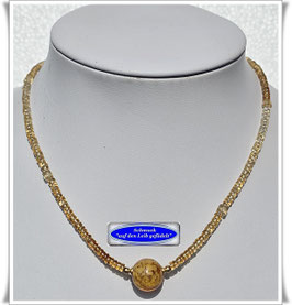1242. Citrin-Kette mit Muranoglas-Perle