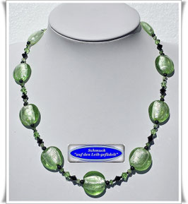 2087. hellgrüne Muranoglasperlen-Swarovski-Kette