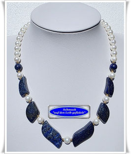 3052. ausgefallene Lapislazuli-Muschelkernperlen-Kette