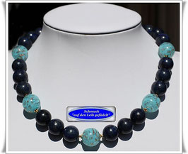 1949. elegantes Lapislazuli-Collier mit großen Muranoglas-Perlen