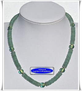 3035. elegantes Aventurin-Collier mit Muranoglasperlen Set