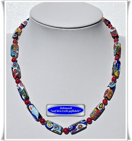 2136. bunte Muranoglas-Millefiori-Bambuskoralle-Kette Set