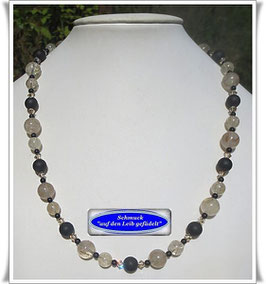 1430. elegante Rutilquarz-Onyx-Kette