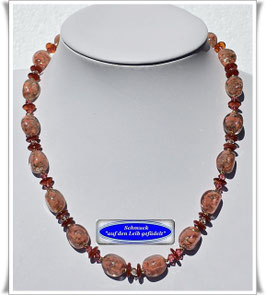 2097. ausgefallene Muranoglas-Karneol-Kette Set