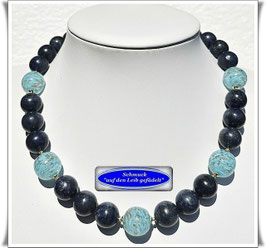 1949. elegantes Lapislazuli-Collier mit großen Muranoglas-Perlen