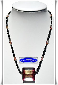 1455. Spinell-Kette mit großer Muranoglas-Perle