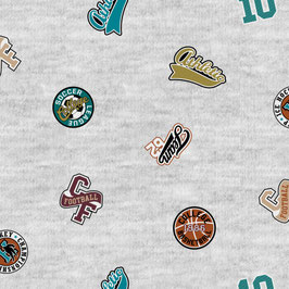 College Patches hellgrau meliert - Kuschelsweat, dicker Wintersweat