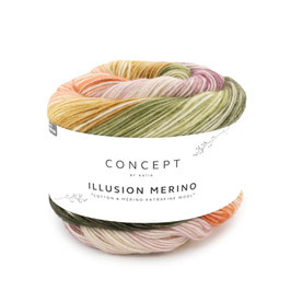 Illusion Merino, Multicolor-Baumwollmischgarn, Grün-Ocker-Rosé, Farbe 300 - CONCEPT by katia