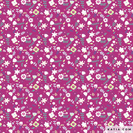 Tropica Flowers fuchsia Blümchen, geblümt - Popeline, Baumwollstoff - katia fabrics