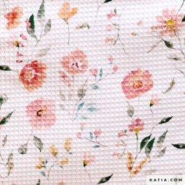 Waffelpiqué print Blumen - katia