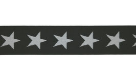 Gummiband mit Sternen  anthrazit/weiß, 40 mm weich, elastisches Band für Boxershorts, Jogginghosen etc,