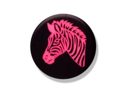Knopf Zebra, schwarz/pink, 15 mm