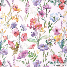 Multicolor Daisy - Recycled Slub Canvas - katia fabrics