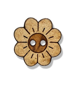 Knopf Blümchen, Echt Kokosnuss, 15 mm