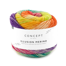 Illusion Merino, Multicolor-Baumwollmischgarn, Rosé-Brombeer-Petrol, Farbe 304 - CONCEPT by katia