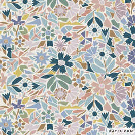 Mosaic Tile, Blumen, Ecoviscose - Viskosestoff katia