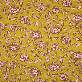 Blumen ocker, floral, Ecoviscose - Viskosestoff