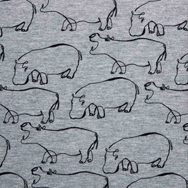 Nilpferde grau meliert - Sommersweat, French Terry katia fabrics