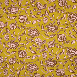 Blumen ocker, floral, Ecoviscose - Viskosestoff